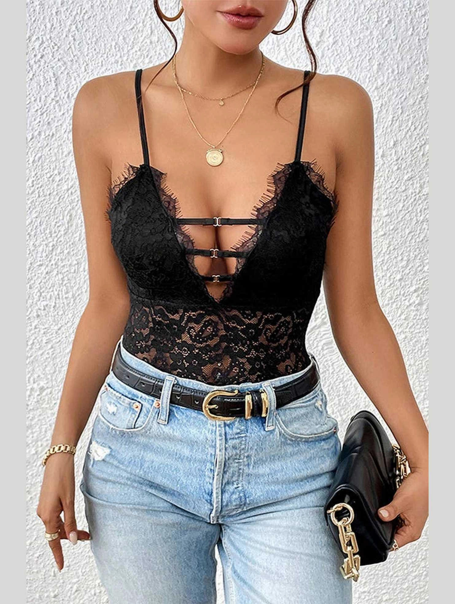 CONDOLE BELT SEXY GAUZE JUMPSUIT_CWSJS0387 Premium Lightweight