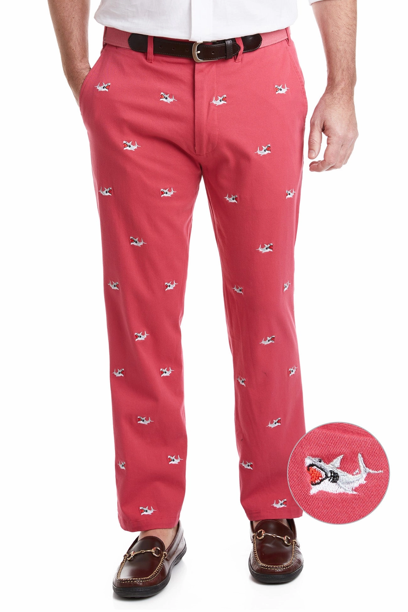 Harbor Pant Stretch Twill Hurricane Red with Great White Shark Stain Repellent Coating