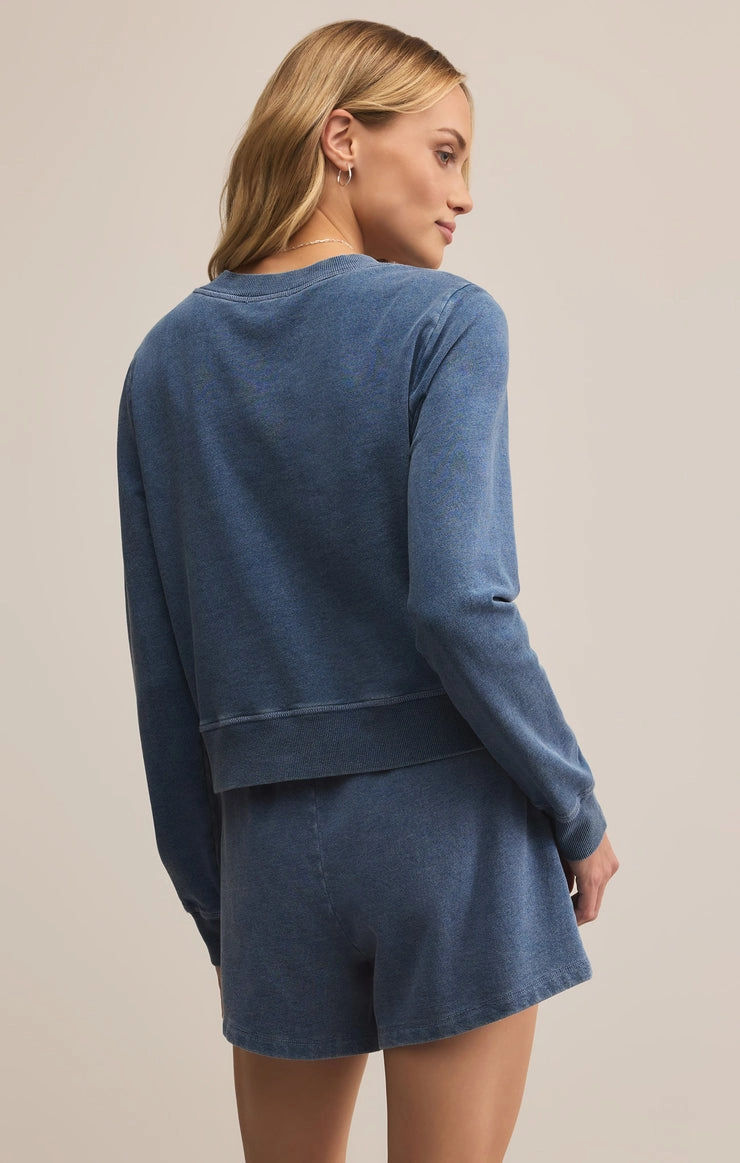 DAILY KNIT DENIM CARDI DoubleLayeredCollar