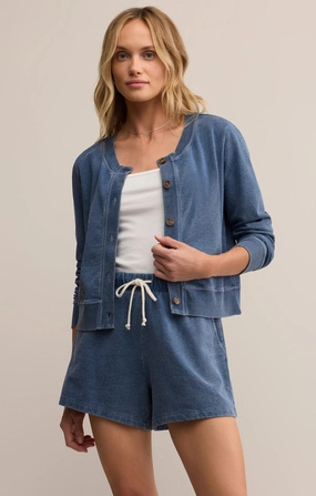 Quick Access Pockets Multi Panel Construction DAILY KNIT DENIM CARDI