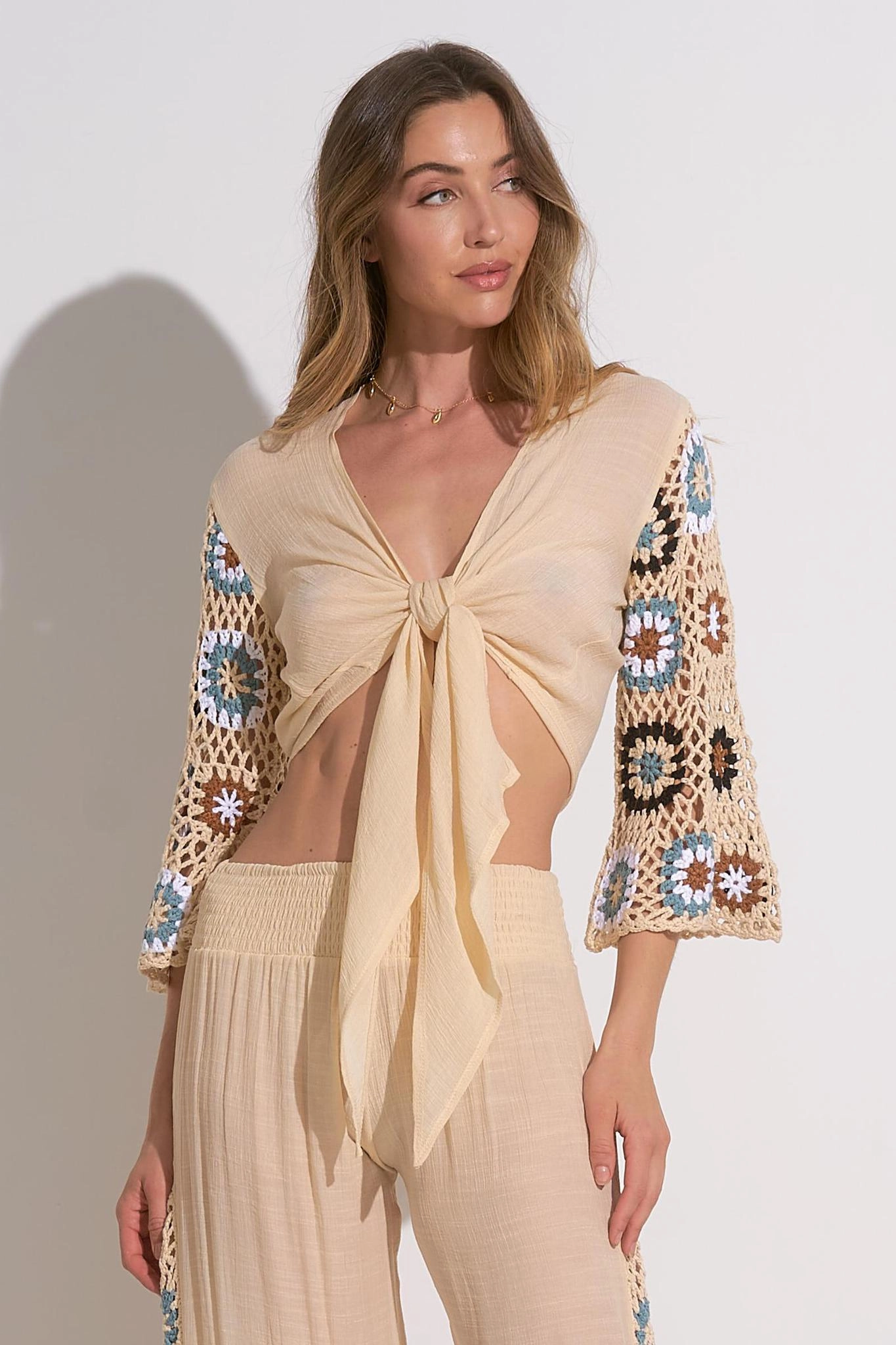 Elan Front Tie Top FadeResistant Coating Ultra Soft Texture