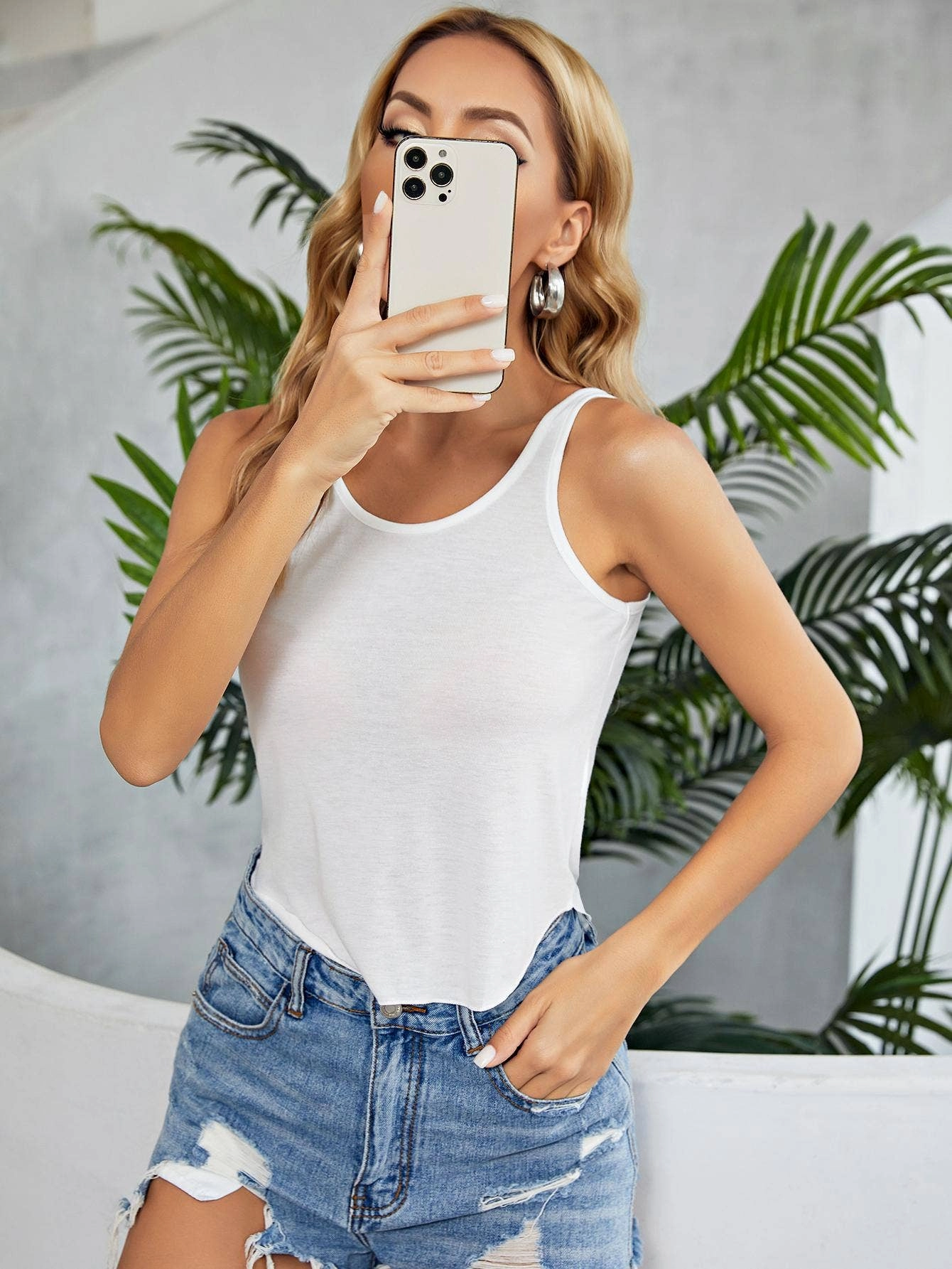 BREATHABLE SLEEVELESS TANK BLOUSE_CWTTK0495 Variable Tension Adjustment Fashion Blouse