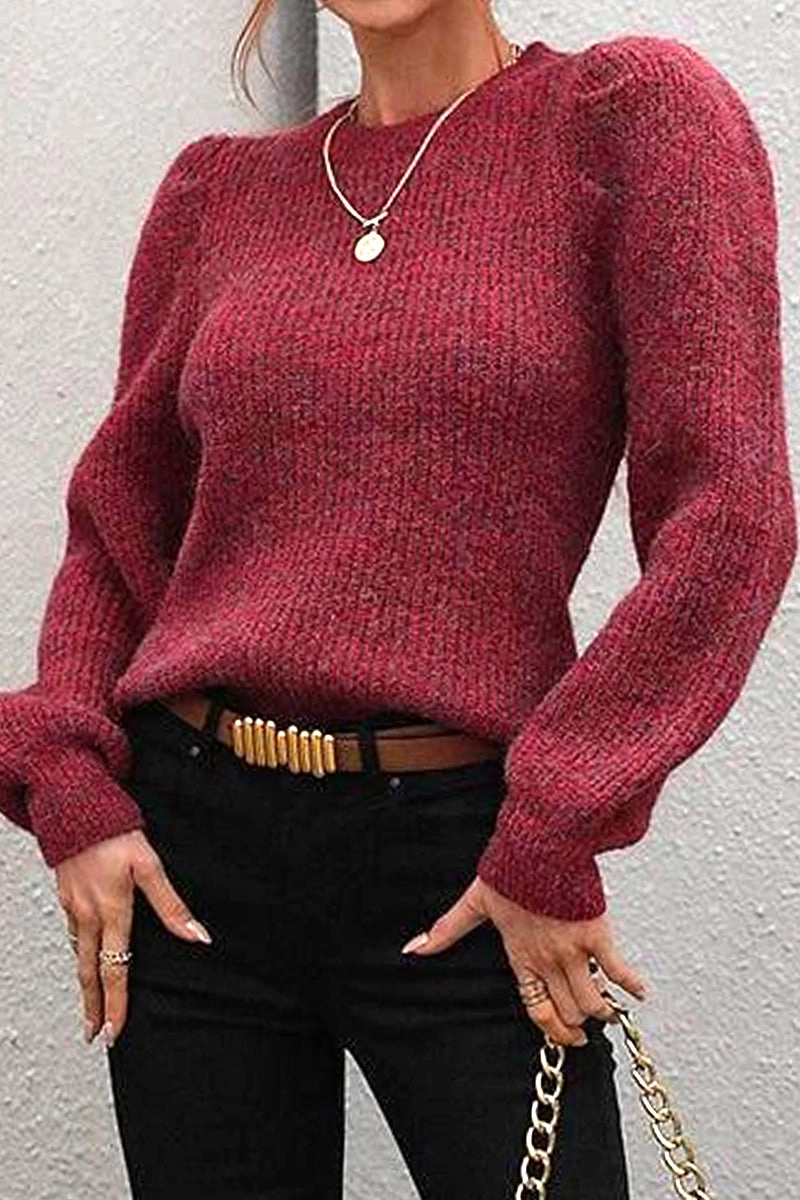 LOOSE FIT LEG OF MUTTON SLEEVE KNIT WARM SWEATER Eco Friendly Material