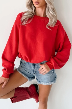 Right At Home Elastic Hem Sweatshirt (Red) UVProtective Coating EcoFriendly Material