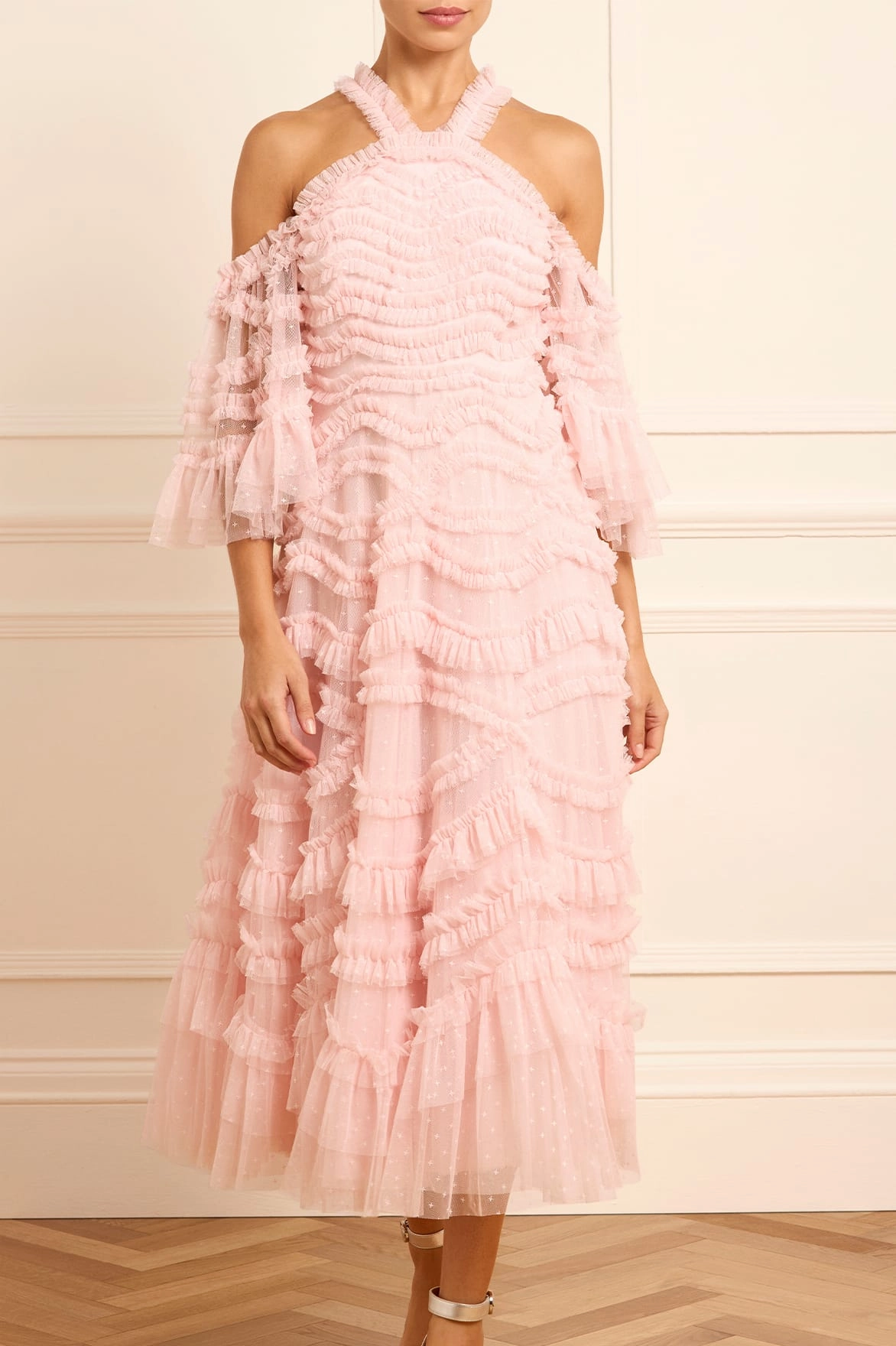 Bronte Off-Shoulder Ballerina Dress Mixed Fabric