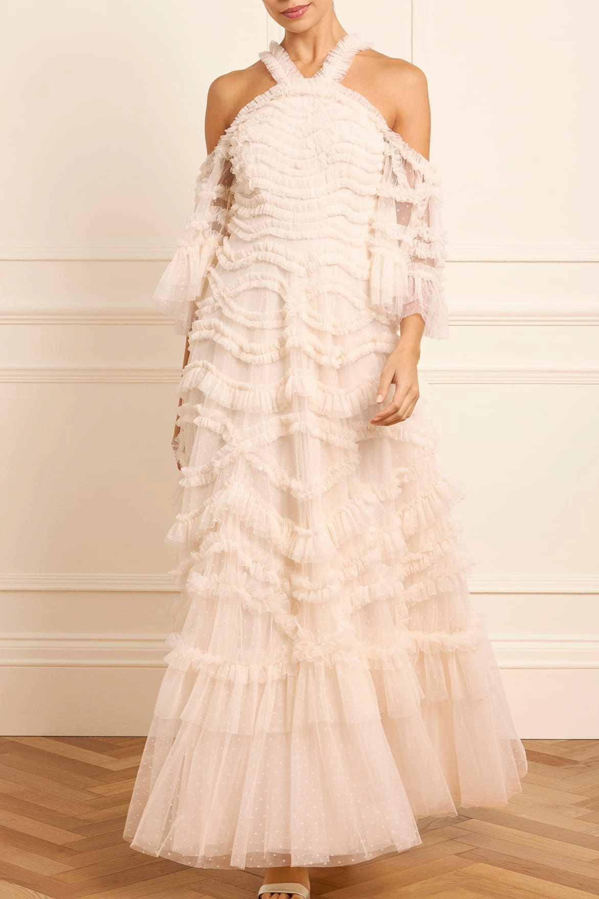 Elegant Fabric Bronte Off-Shoulder Gown