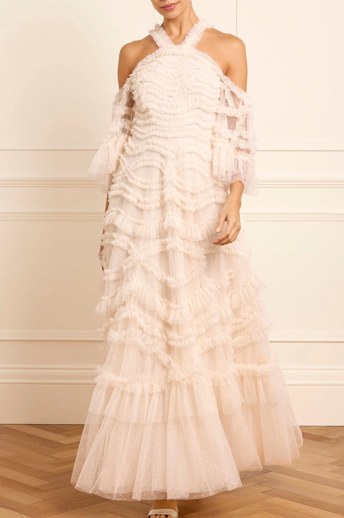 Office Ease Sleek Style Bronte Off-Shoulder Gown