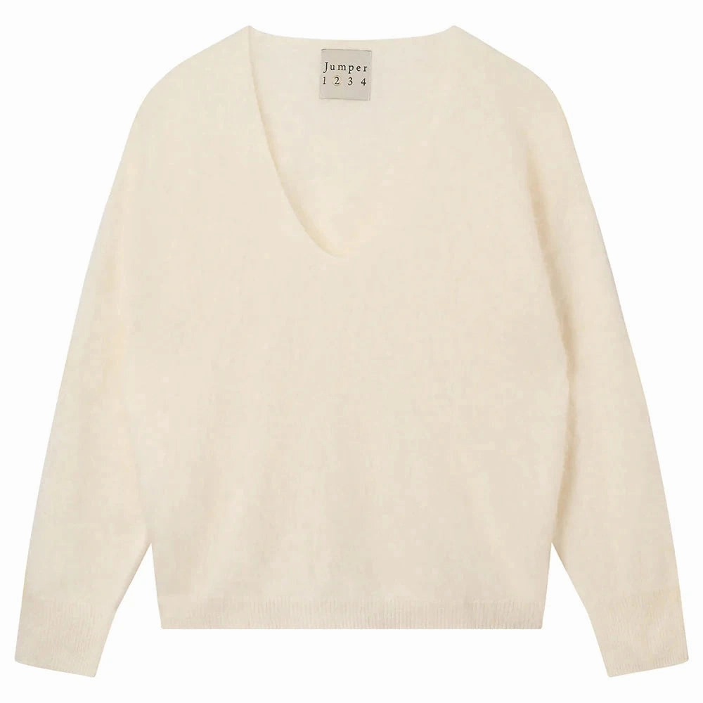 Biodegradable Fiber ConvertibleSleeves Brushed Boxy Vee Ecru