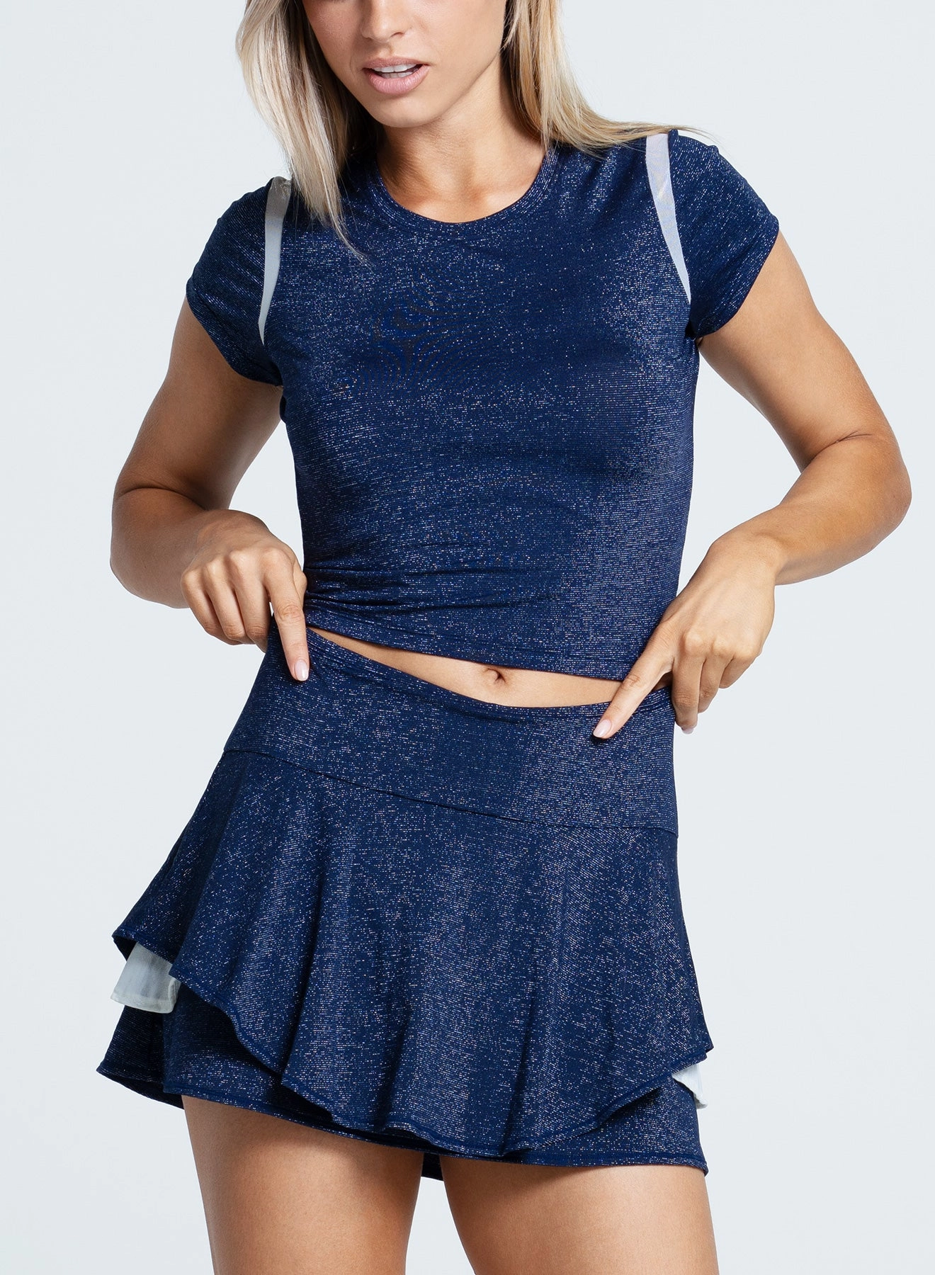 Bound Edges MeshPanel Shimmer Slim Tee