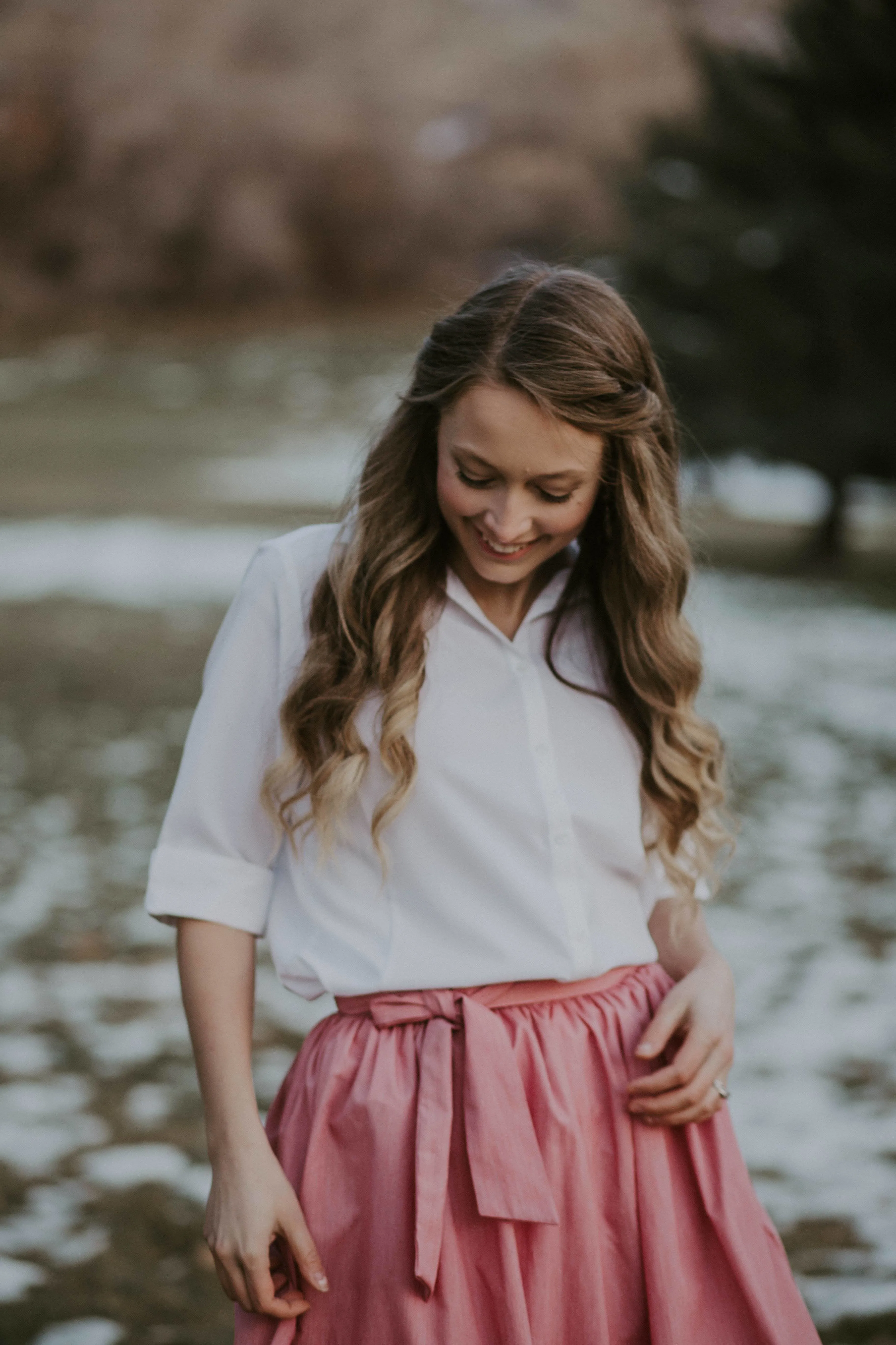 Button-Up 3/4 Sleeve Blouse Reflective details