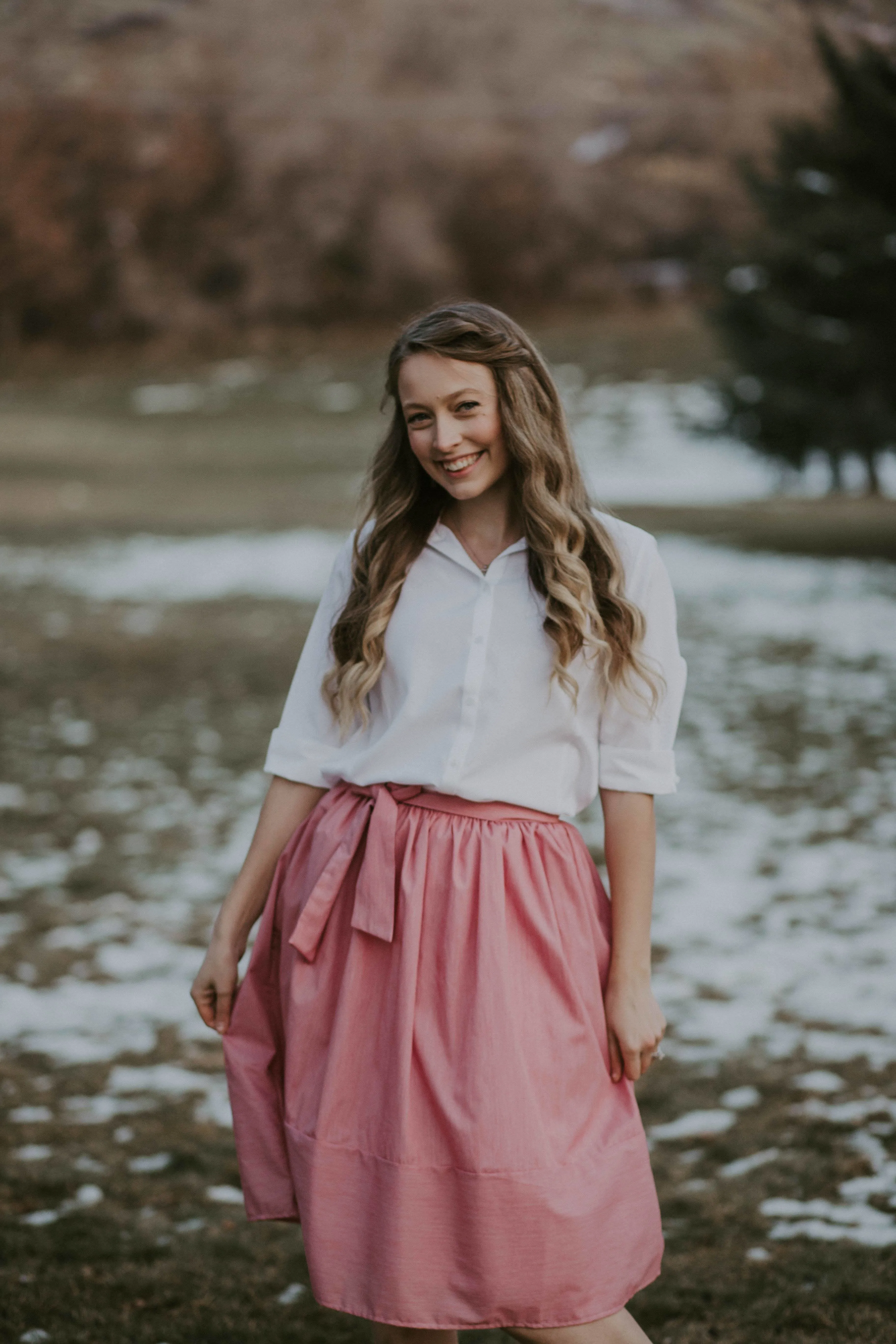 BondedSeams GarmentWashed Texture Button-Up 3/4 Sleeve Blouse