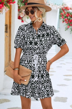 BUTTON NECK COLLARED WOMEN DRESS Anytime Fit
