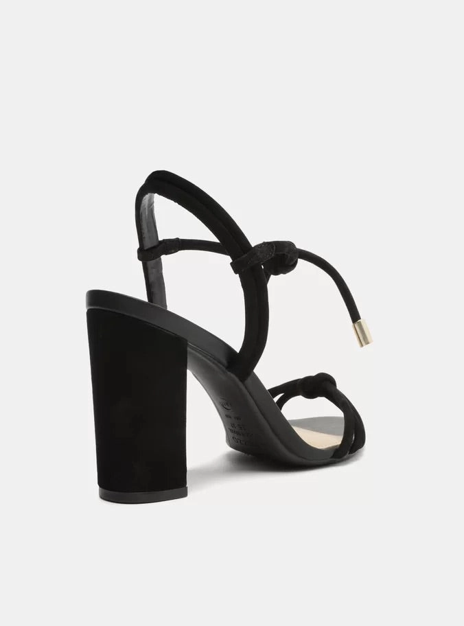 Minimalist Strap Pattern mesh material Camila Leather Block Sandal