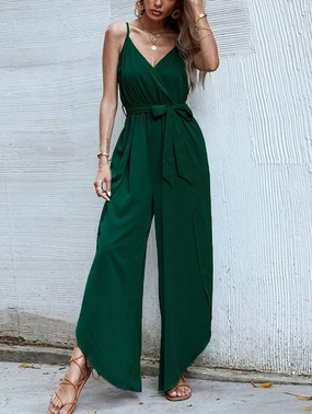 CAMISOLE V NECK SOLID COLOR WIDE LEG JUMPSUIT_CWSJS0564 VNeck Style Lightweight insulation