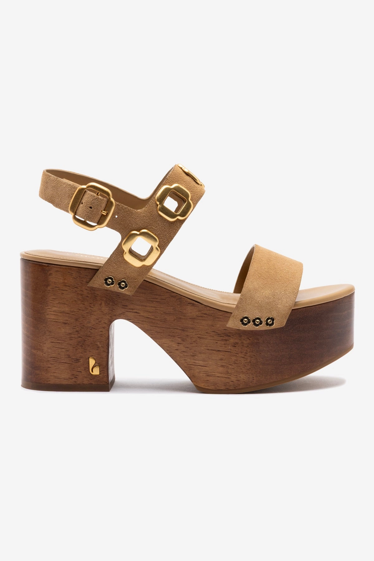 Miso Wooden Platform Sandal In Peanut Suede Energy Boost Thermal Insulation Layer