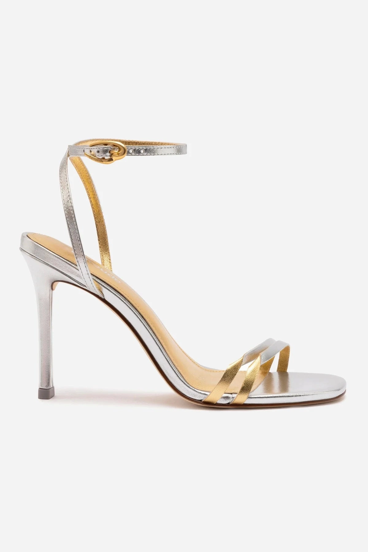 Energy Return System Stretchable Upper Vesper Sandal In Silver Metallic Leather