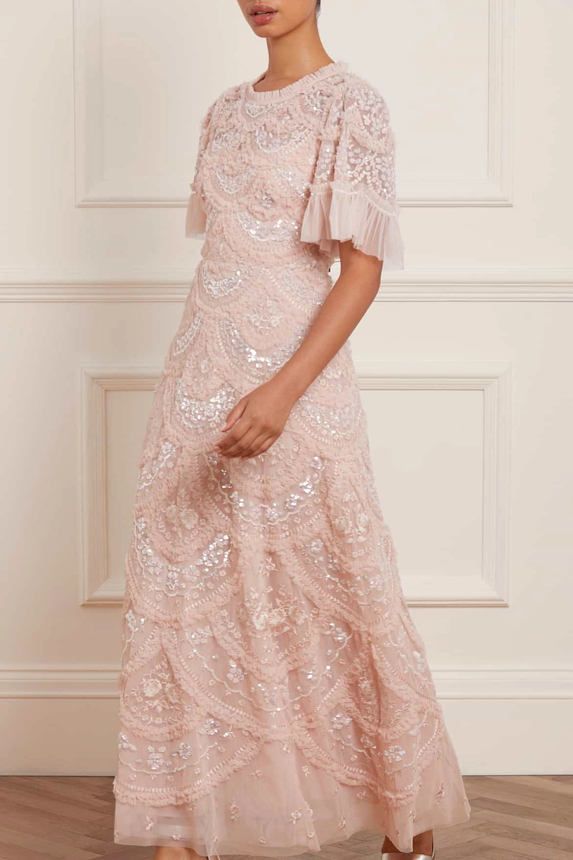 Carmen Ruffle Ankle Gown City Mood Form Fit