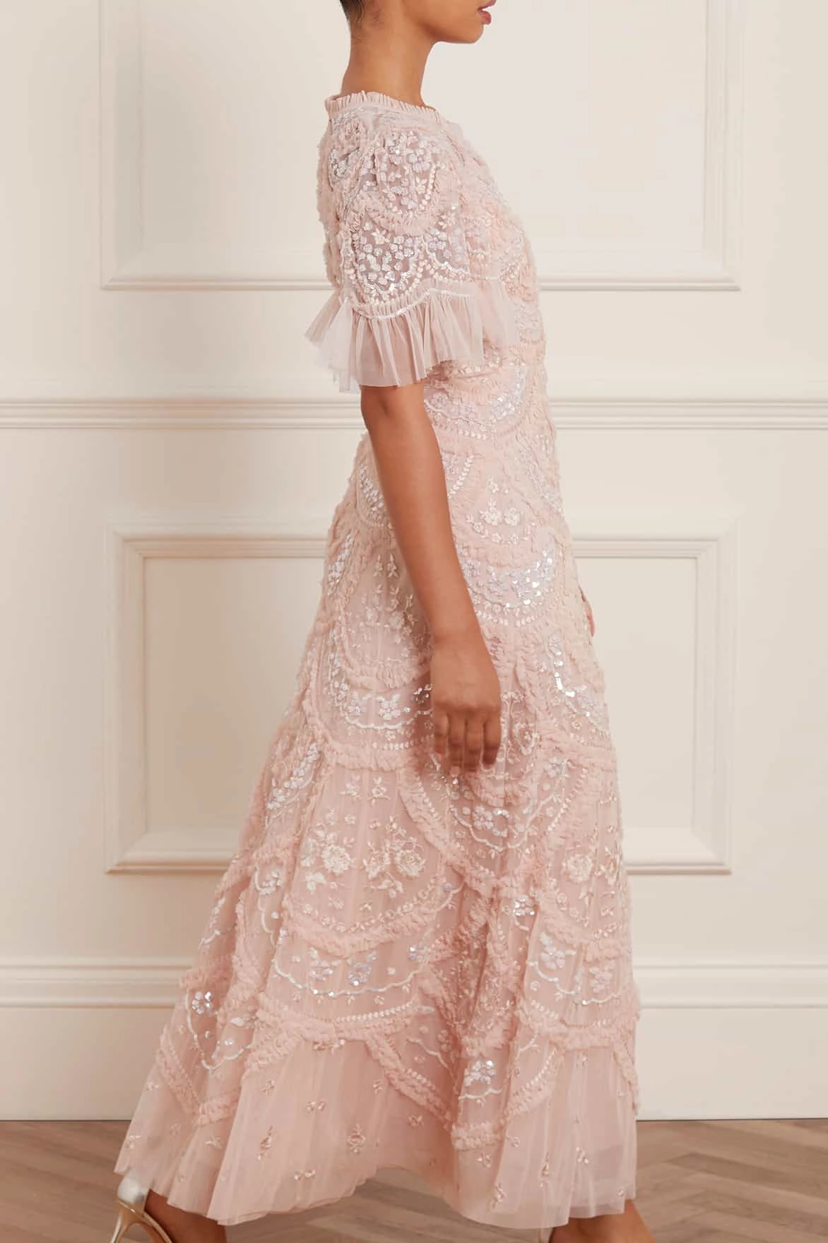 Carmen Ruffle Ankle Gown Feminine Line