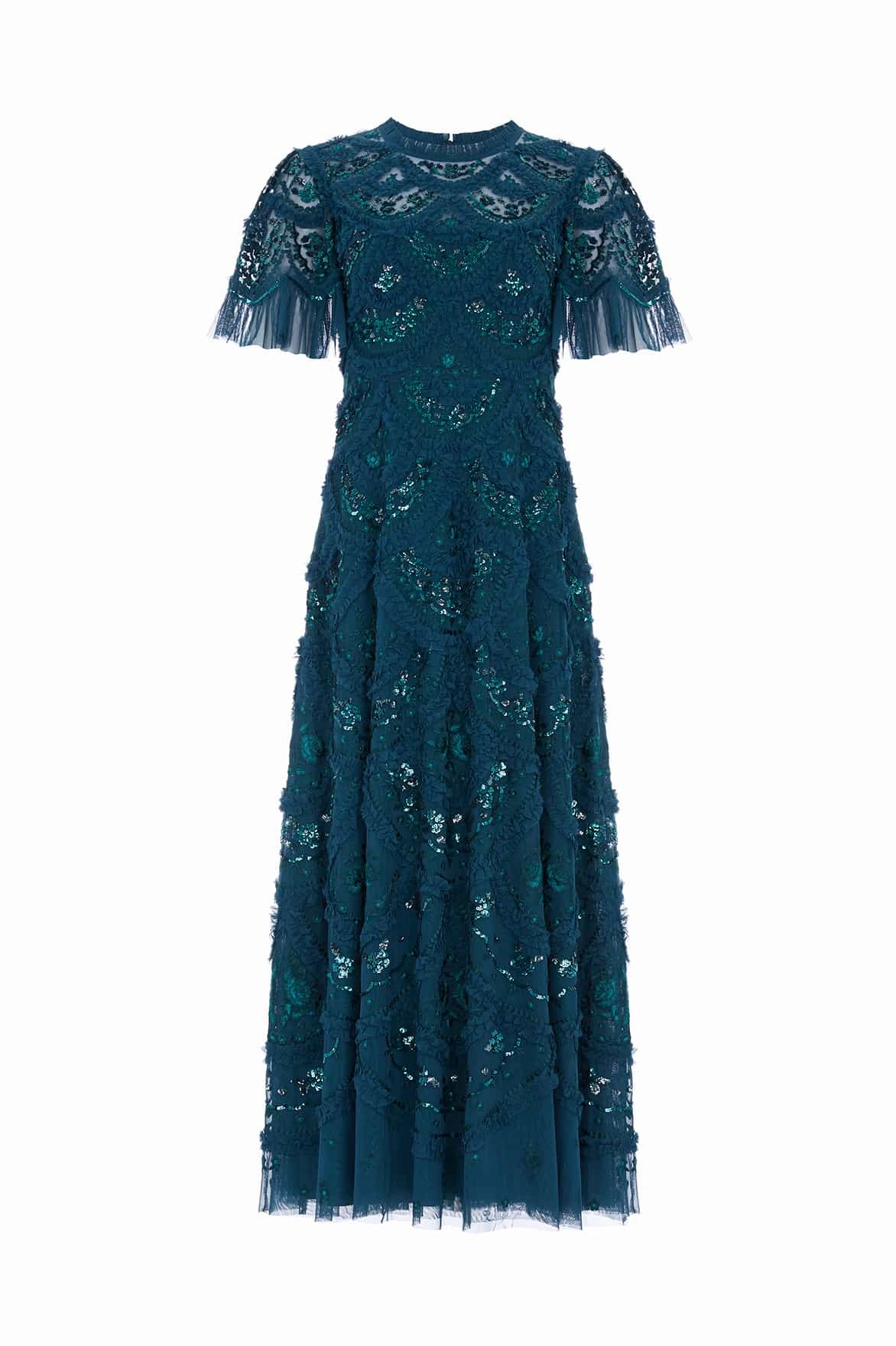 Soft Hue Lounge Mode Carmen Ruffle Ankle Gown