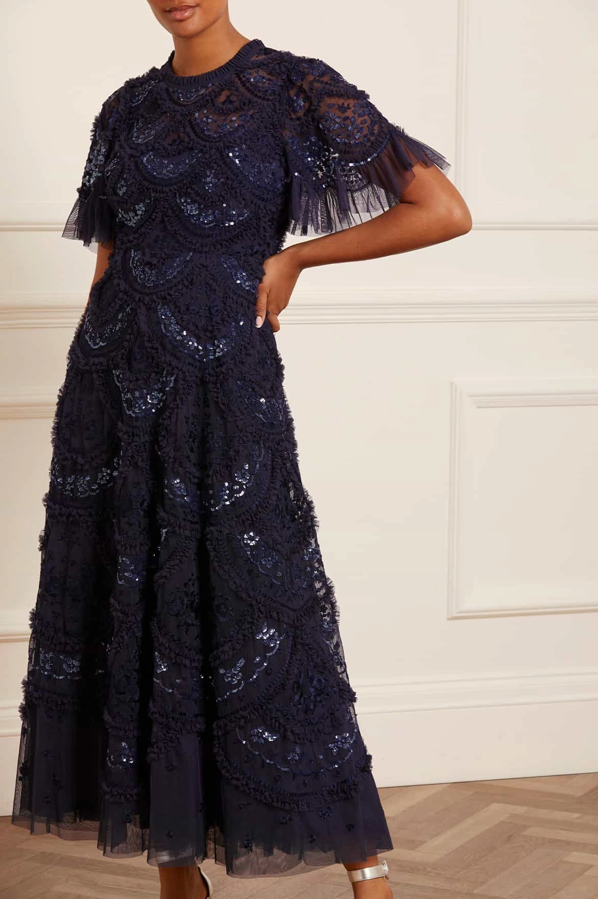 Carmen Ruffle Ankle Gown Ruffle-Detail Seasonal Must-Have