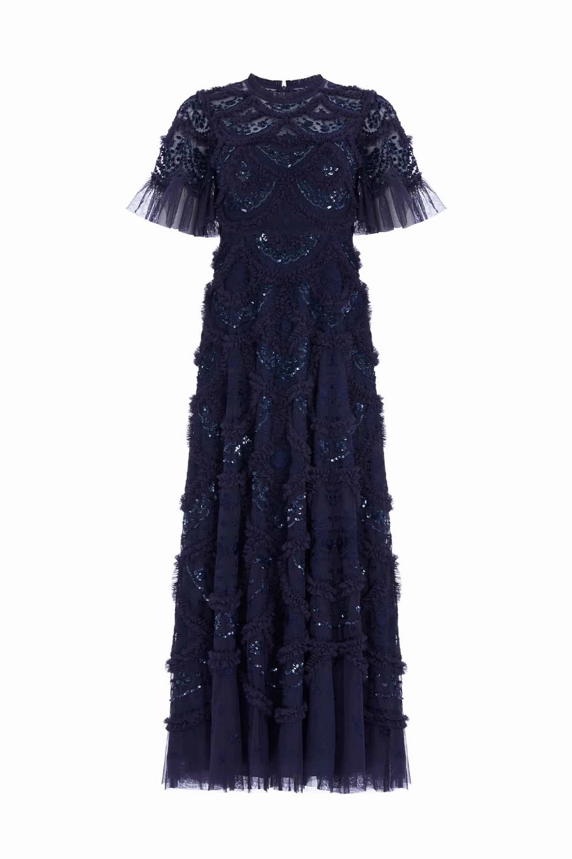 Carmen Ruffle Ankle Gown Stylish and Simple Romantic dinner wear