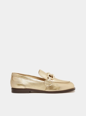 Caroline Gold Leather Loafer Mountain Walk Square Toe