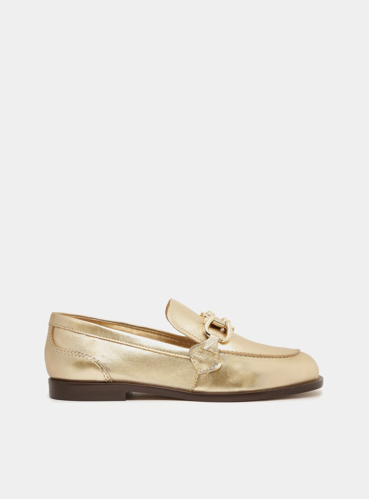 Caroline Gold Leather Loafer Mountain Walk Square Toe