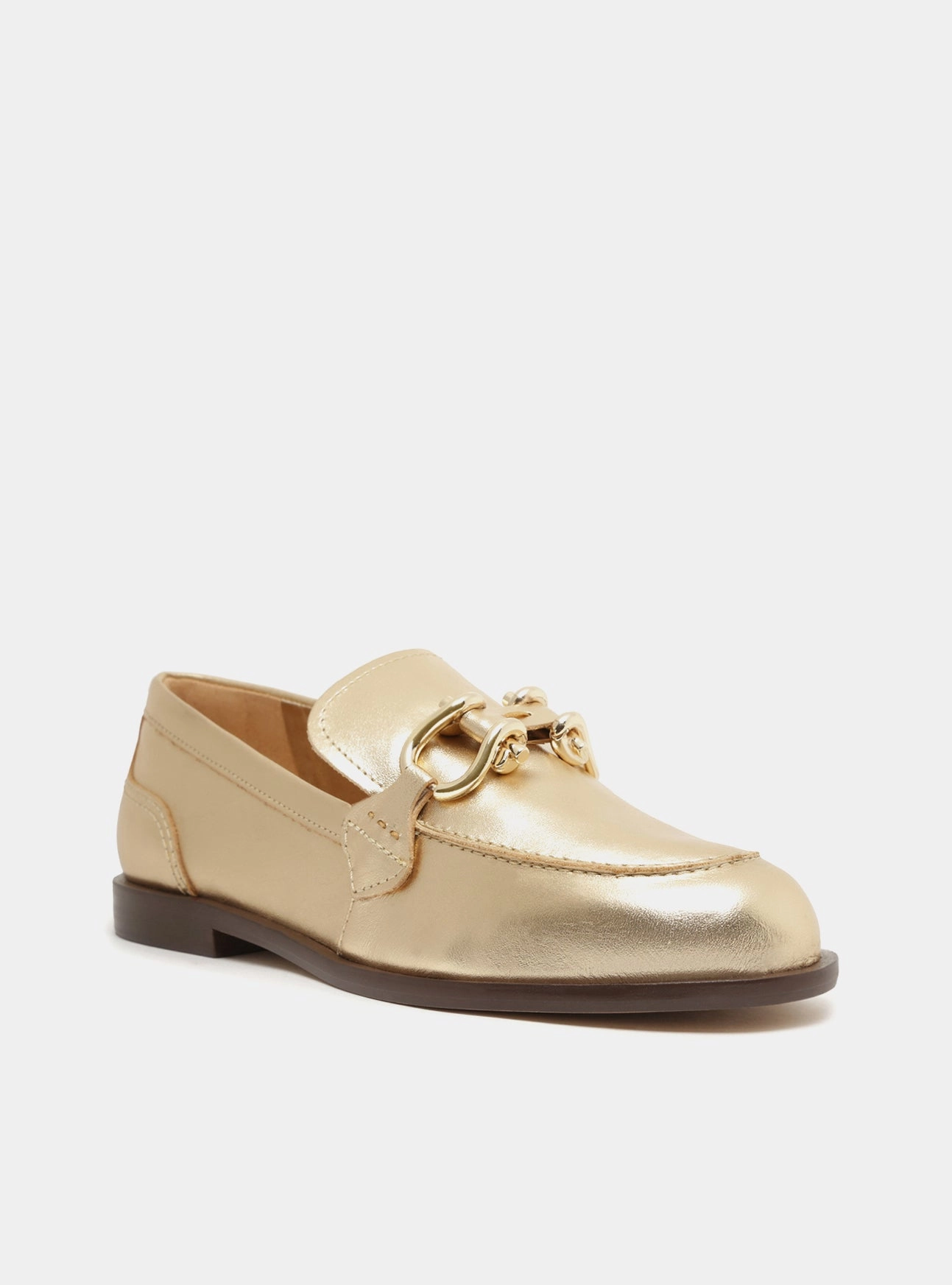 Fish Dock Track Step Caroline Gold Leather Loafer