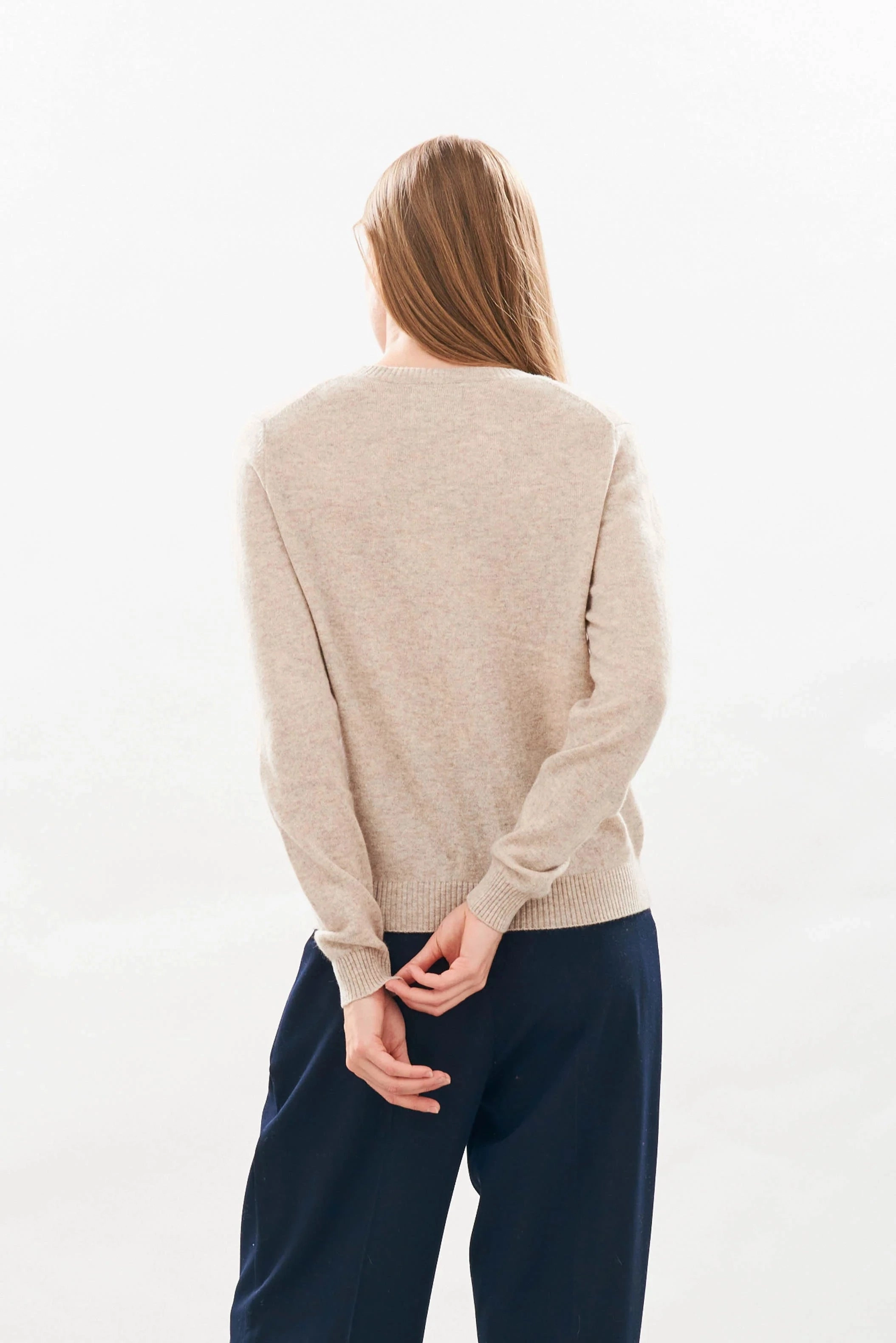 Cashmere Wool Rodeo Crew Light Brown/Navy Quick Dry Blend