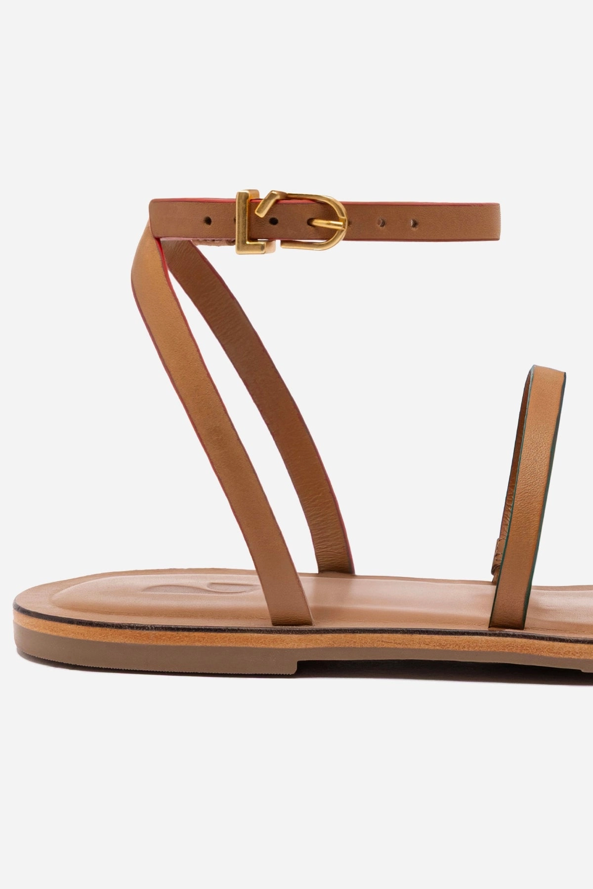 Biarritz Flat Sandal In Light Caramel Leather waterproof Pressure Relief
