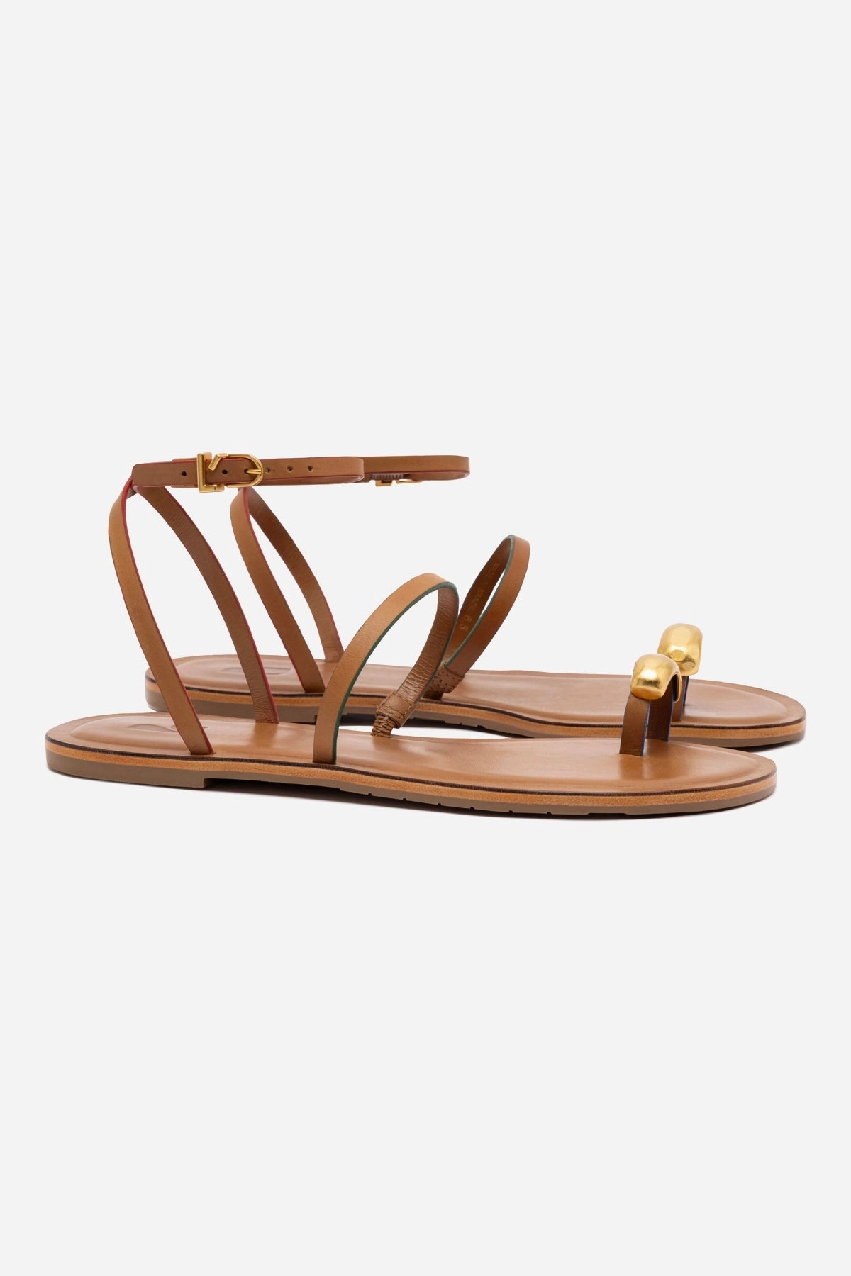 Arch Fit Step Free Biarritz Flat Sandal In Light Caramel Leather
