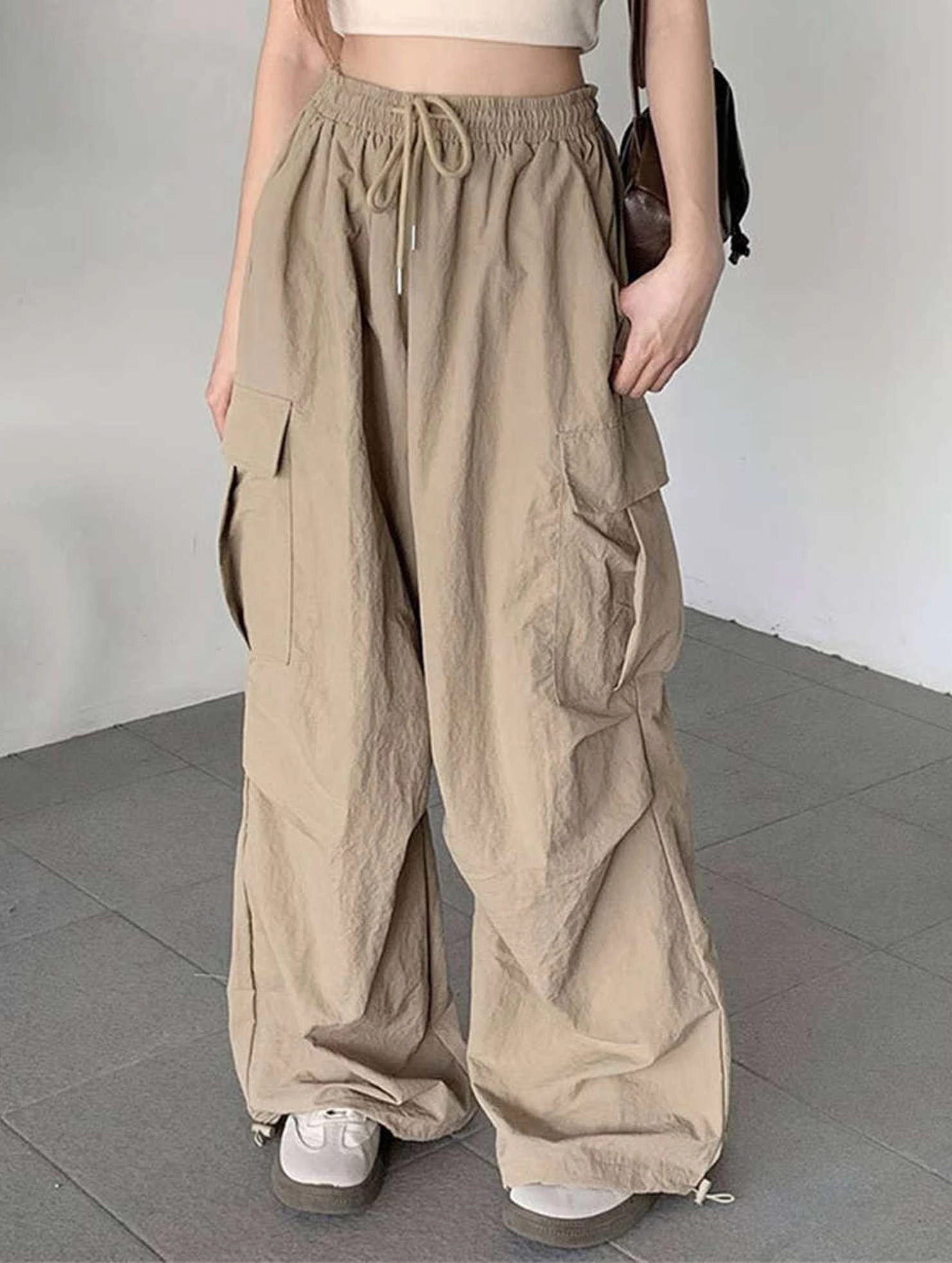CASUAL ELASTIC WAIST WIDE LEG STRAIGHT LEG PANTS_CWBLP0768 Cozy Design Weekend Comfort