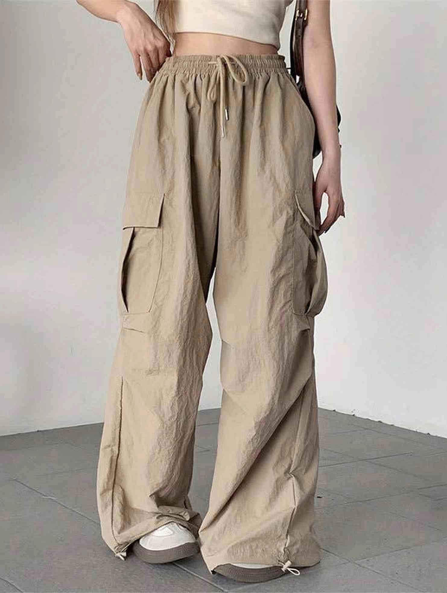 Seamless Waist Technology Core Cut CASUAL ELASTIC WAIST WIDE LEG STRAIGHT LEG PANTS_CWBLP0768