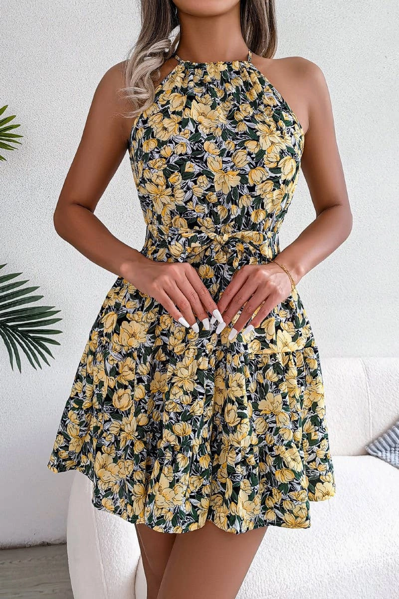 CASUAL FLOUNCY LARGE FLORAL DRESS_CWDSD2531 understated look Adjustable-Straps