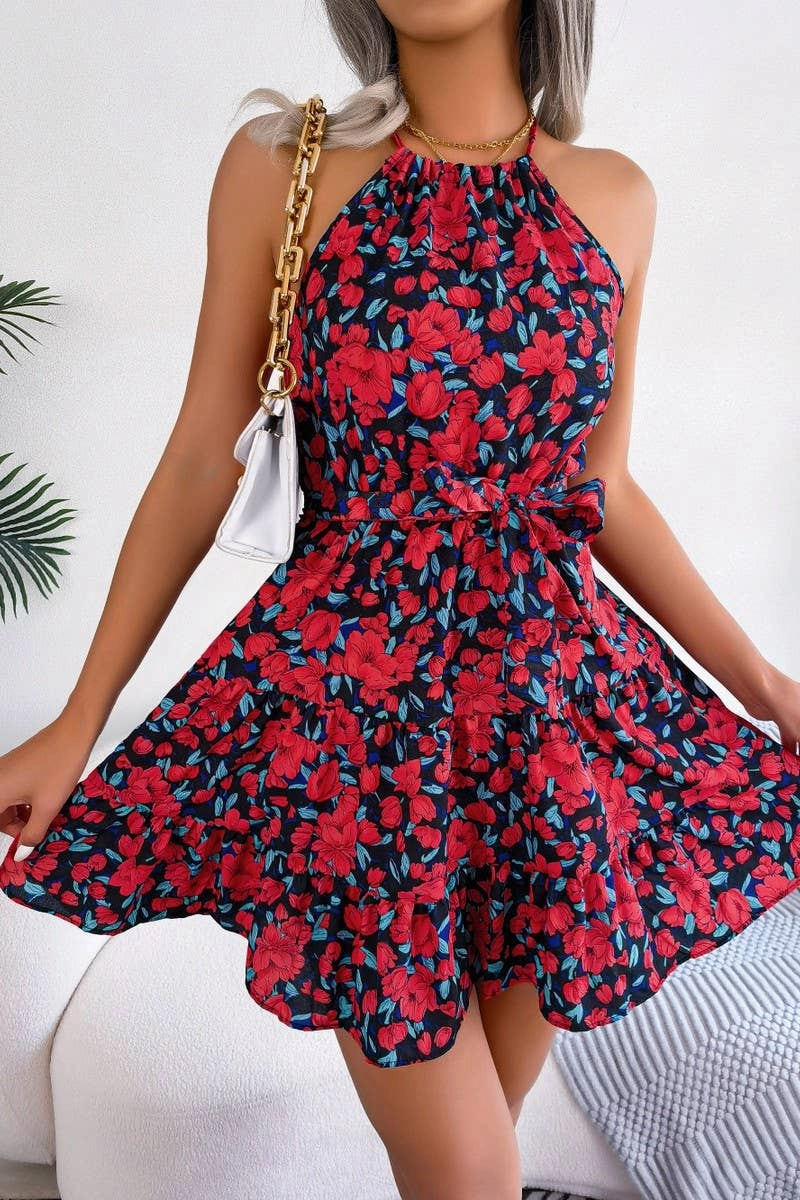 CASUAL FLOUNCY LARGE FLORAL DRESS_CWDSD2531 Vibrant Tone