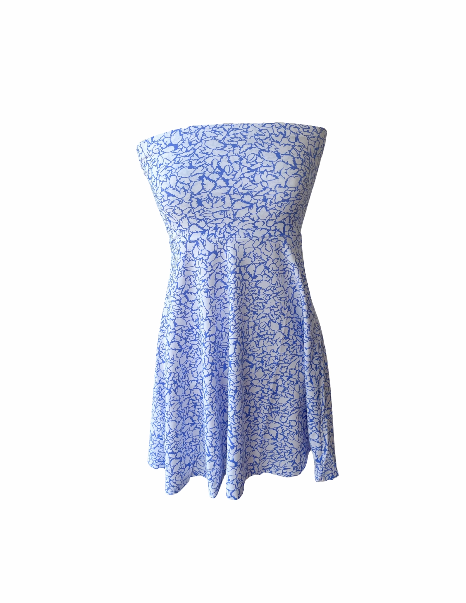 Adjustable-Length Modern Finish Avalon Dress Variegated Leaves Perwinkle/White
