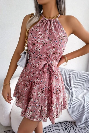 Comfortable Style Lightweight Fit CASUAL RUFFLED FLORAL DRESS_CWDSD2523