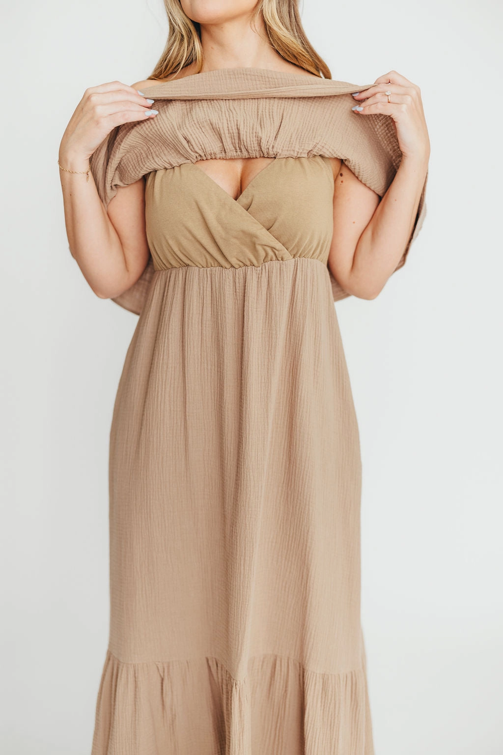 Josie 100% Cotton Maxi Dress in Dry Thyme - Bump & Nursing Friendly *Final-Sale* Draped Fabric