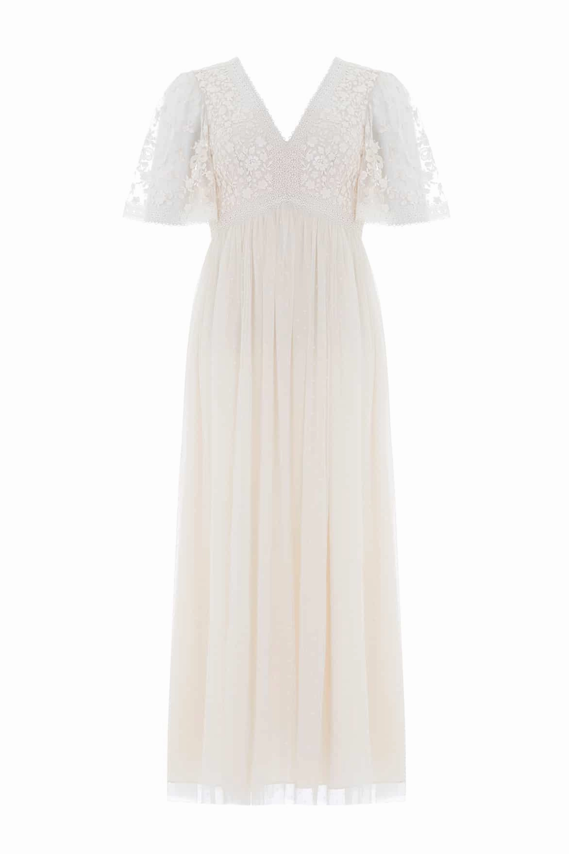 Saturated Hue Back Glow Celestia Ribbon Bodice Ankle Gown