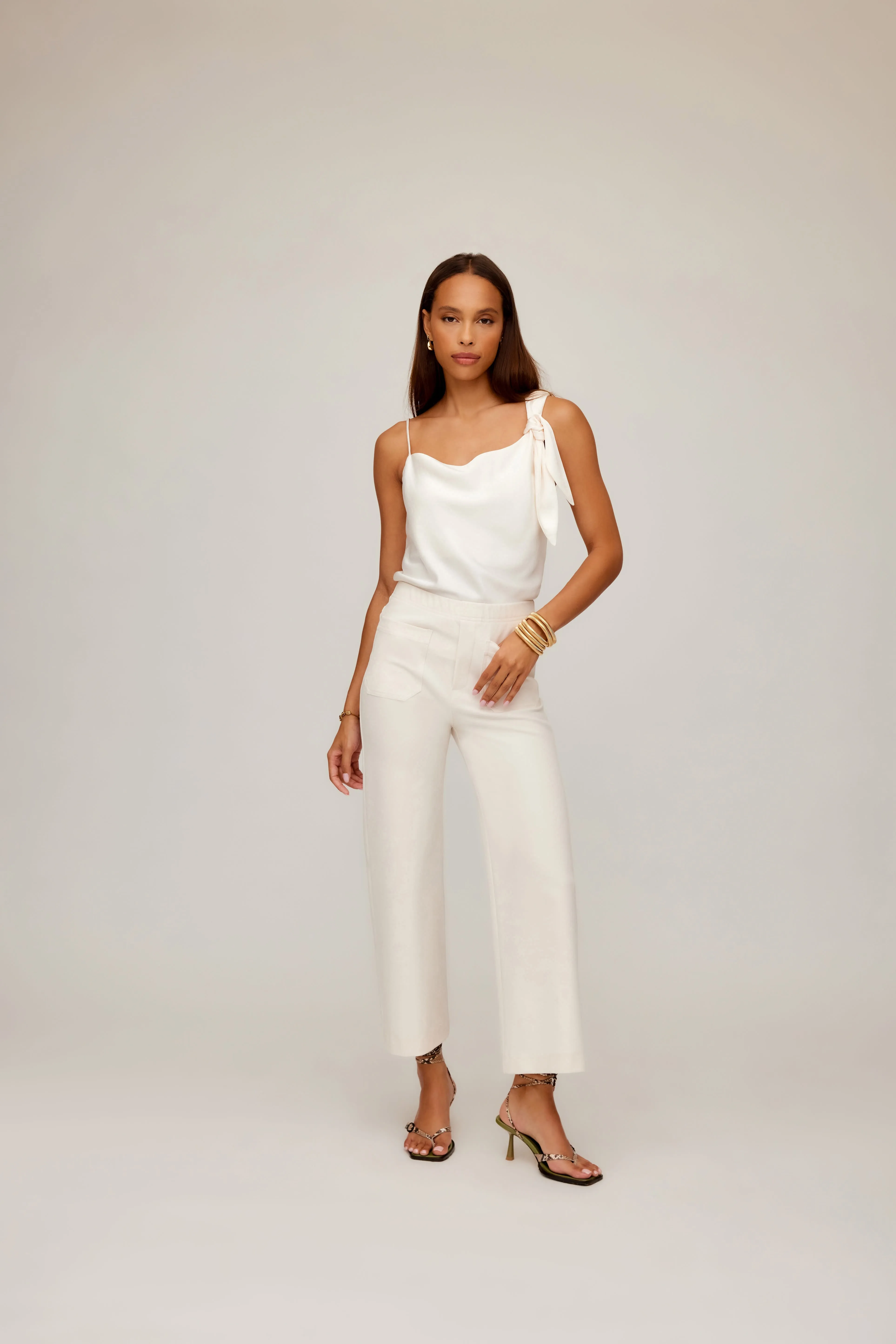 Seamless Waist Technology Soft Touch Celia Cropped Pants Ecru