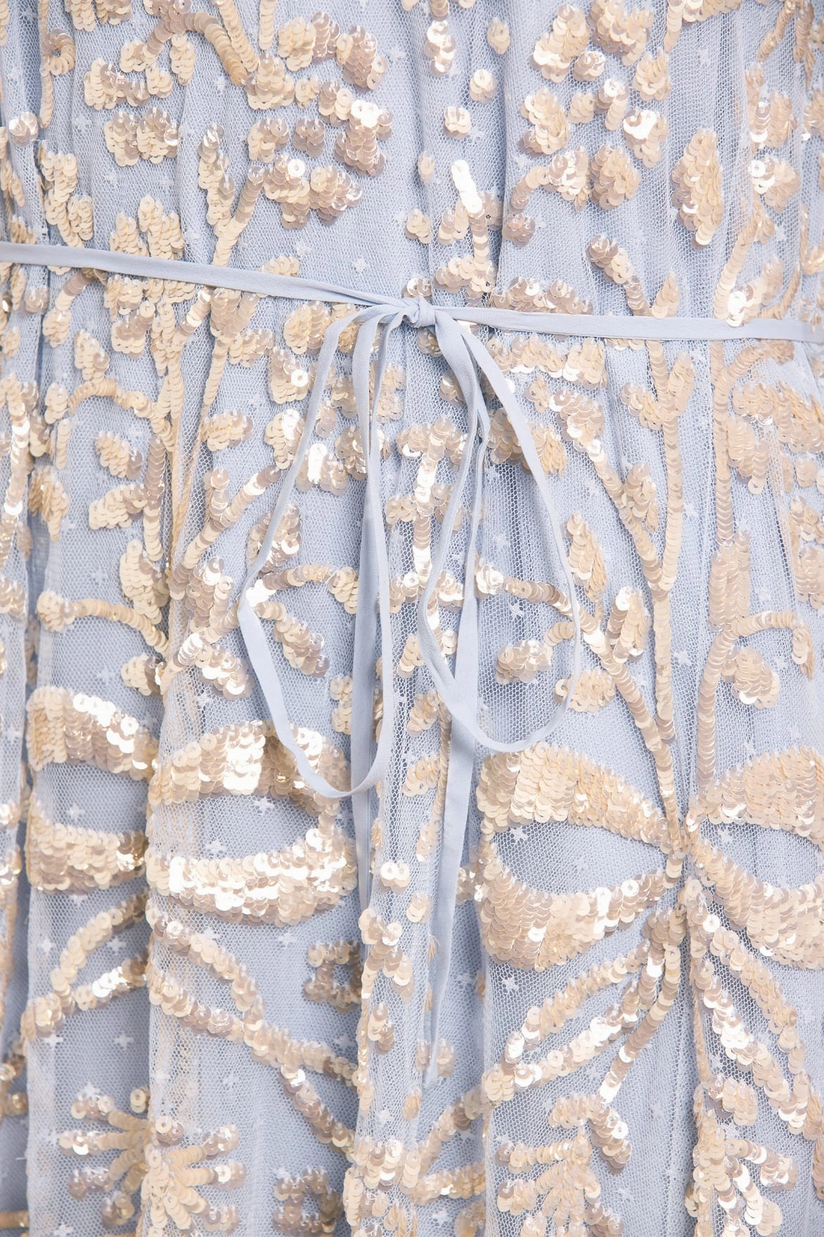 Mixed Fabric Seasonal Must-Have Celia Long Sleeve Ankle Gown