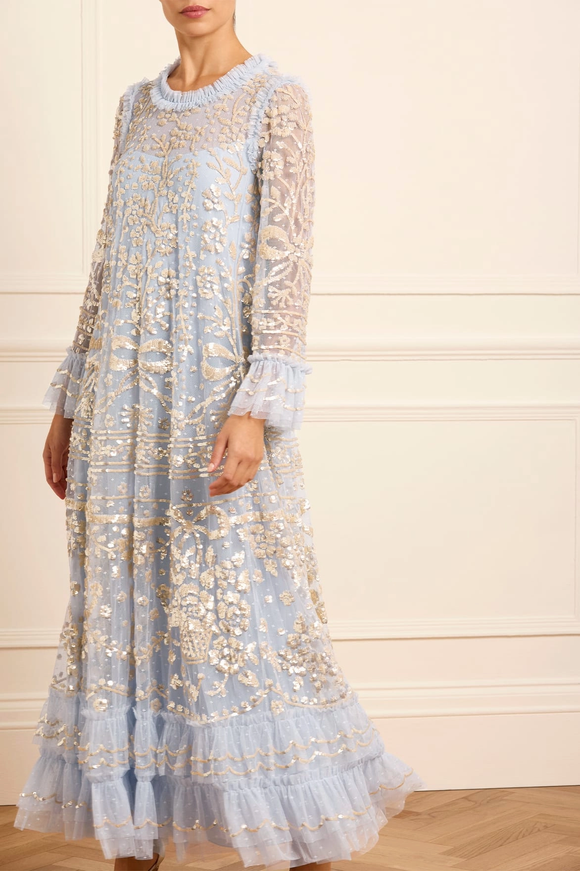 Coastal Soft Bright Petal Celia Long Sleeve Ankle Gown