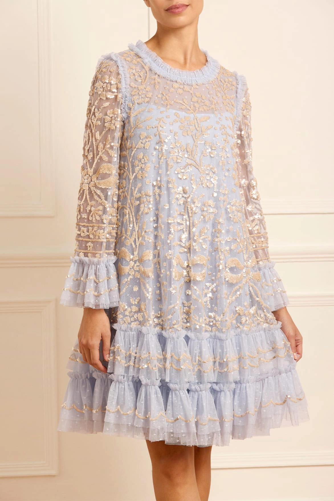 Cotton-Blend AntiPillTreatment Celia Long Sleeve Mini Dress