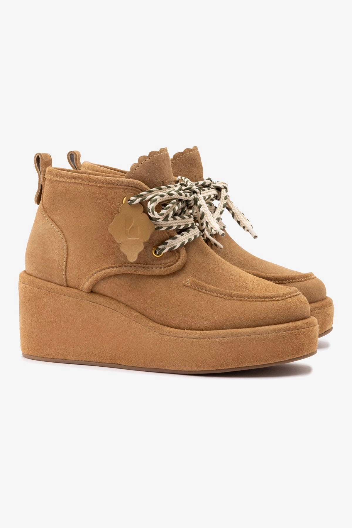 Chani Wedge In Peanut Suede Wide Base Anti Odor Technology