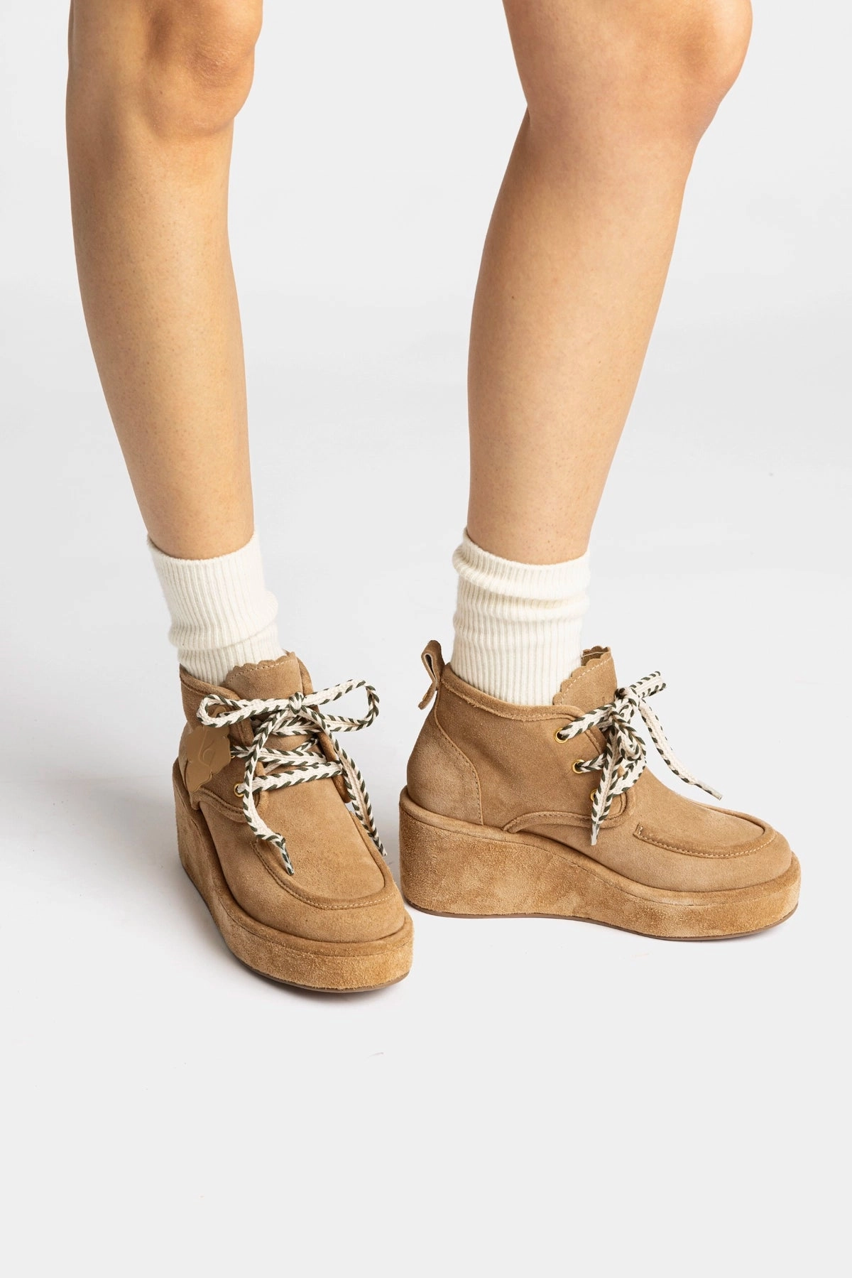 Slip On Convenience Chani Wedge In Peanut Suede