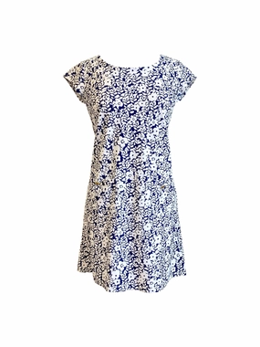 Subtle Touch Silk-Blend Charleston Cap Sleeve Dress Rosa Rugosa Navy