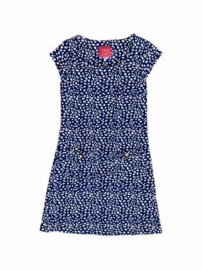 Charleston Cap Sleeve Dress Small Diana's Dot Navy Casual event dress