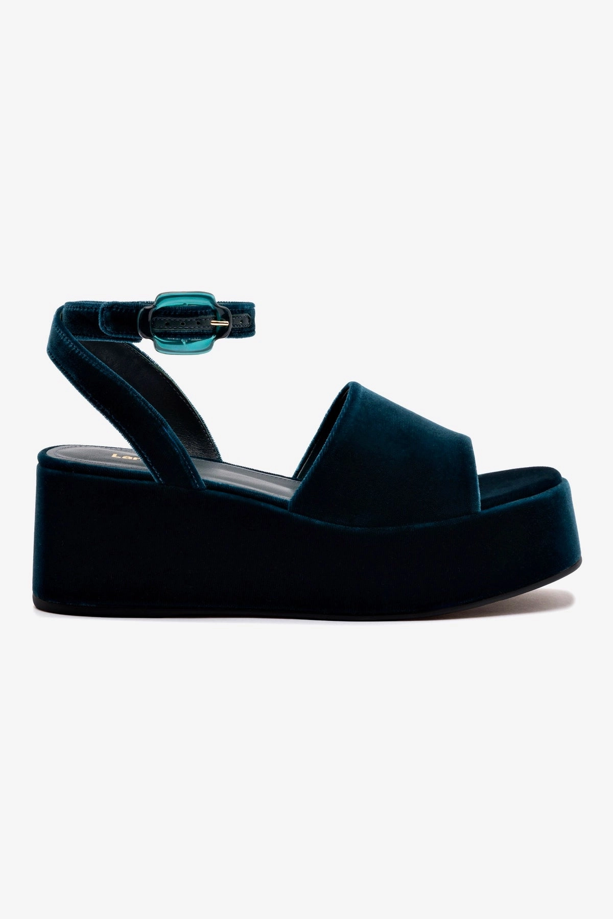 Charli Flatform Sandal In Deepsea Velvet Cactus Cool