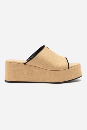 Fire Red Non Slip Wellness Seekers Charli Mule In Beige Raffia and Black Trimming