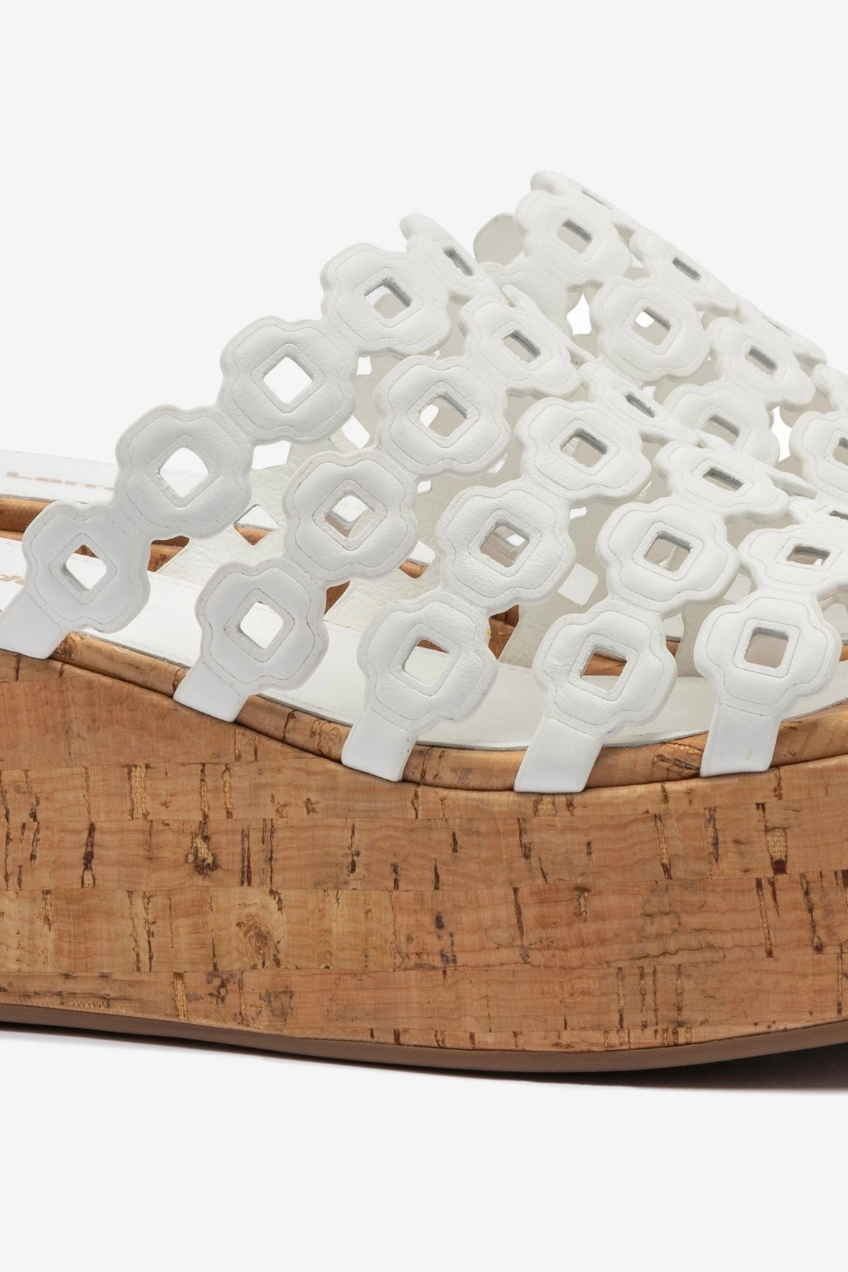 Charli Mule In White Leather Sea Breeze